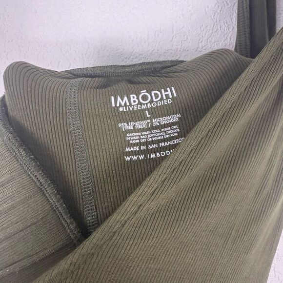 Imbodhi Women's Green Ribbed Halter Wide Leg Jumpsuit Size Large - Picture 11 of 11